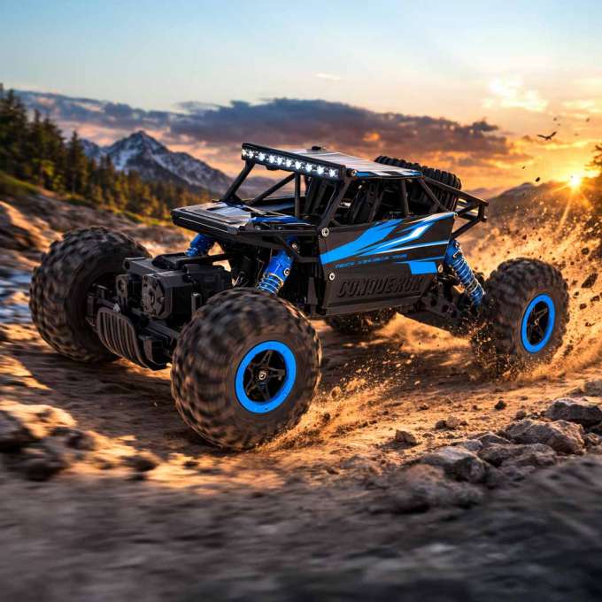 Samochód zdalnie sterowany na pilota RC Rock Crawler HB 2,4GHz 1:18 niebieski