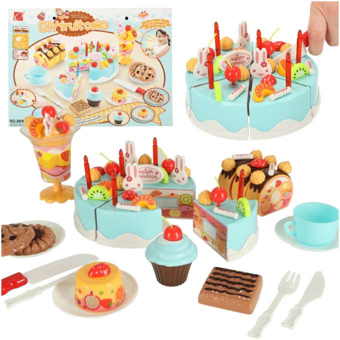 Birthday cake cutting kitchen 75 pieces blue