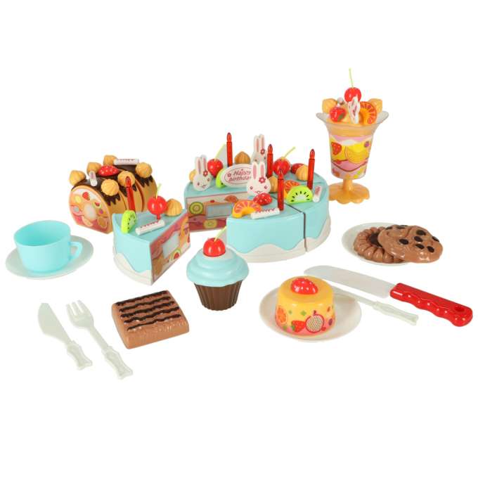 Birthday cake cutting kitchen 75 pieces blue