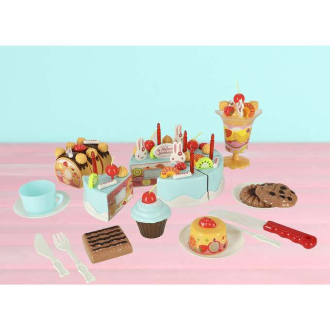 Birthday cake cutting kitchen 75 pieces blue
