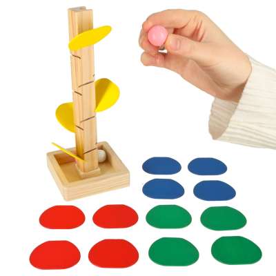 Drzewko edukacyjne klocki drewniane tor kulkowy Kulodrom Montessori
