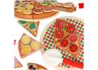 Pizza drewniany zestaw do zabawy na rzep  akcesoria łopatka nóż talerz nauka krojenia 20cm 1