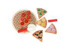 Pizza drewniany zestaw do zabawy na rzep  akcesoria łopatka nóż talerz nauka krojenia 20cm 4