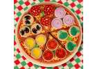 Pizza drewniany zestaw do zabawy na rzep  akcesoria łopatka nóż talerz nauka krojenia 20cm 8