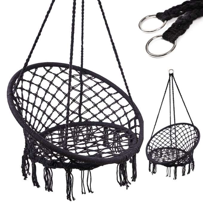Stork's nest chair swing with backrest black 80cm