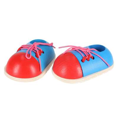 Buty drewniane do nauki sznurowania wiązania sznurowadeł 2 sztuki