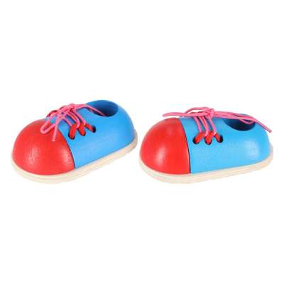 Buty drewniane do nauki sznurowania wiązania sznurowadeł 2 sztuki
