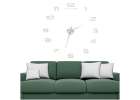 Wall clock large 80-120cm silver 12 digits 3