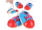 Wooden shoes for learning how to tie shoelaces 2 pieces 1