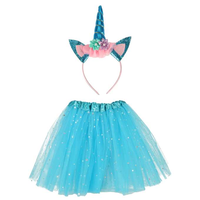 Carnival costume disguise Unicorn headband+skirt blue 3-6 years old