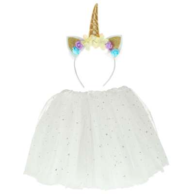 Unicorn carnival costume headband+skirt white 3-6 years old