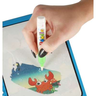 Water book with marker sea animals blue