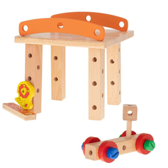 Construction set wooden chair blocks
