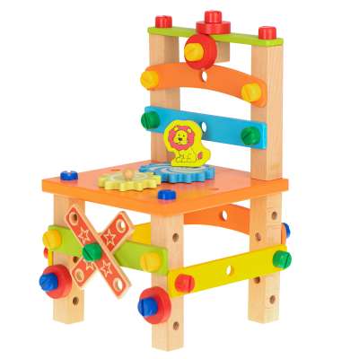 Construction set wooden chair blocks