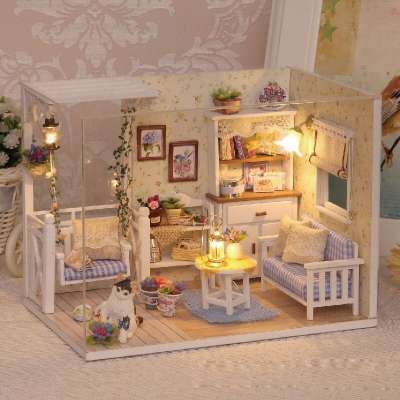 Retro model wooden dollhouse DIY 3013