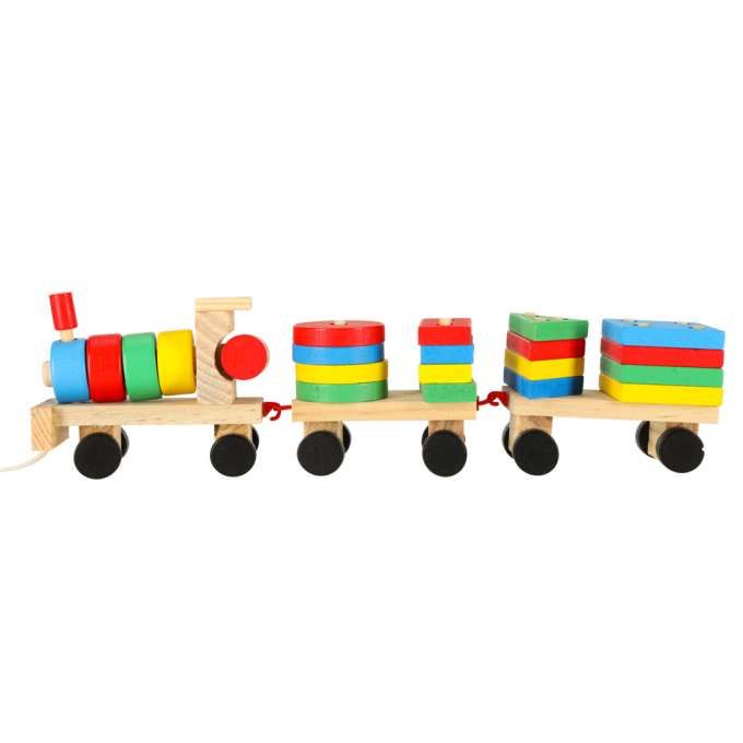 Wooden sorter dexterity puzzle train locomotive + wagons 30cm