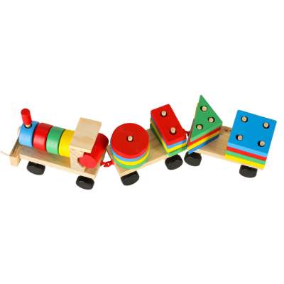 Wooden sorter dexterity puzzle train locomotive + wagons 30cm