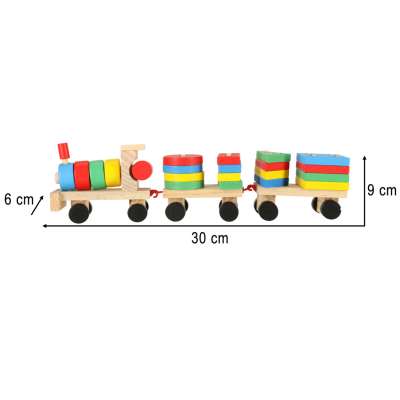 Wooden sorter dexterity puzzle train locomotive + wagons 30cm