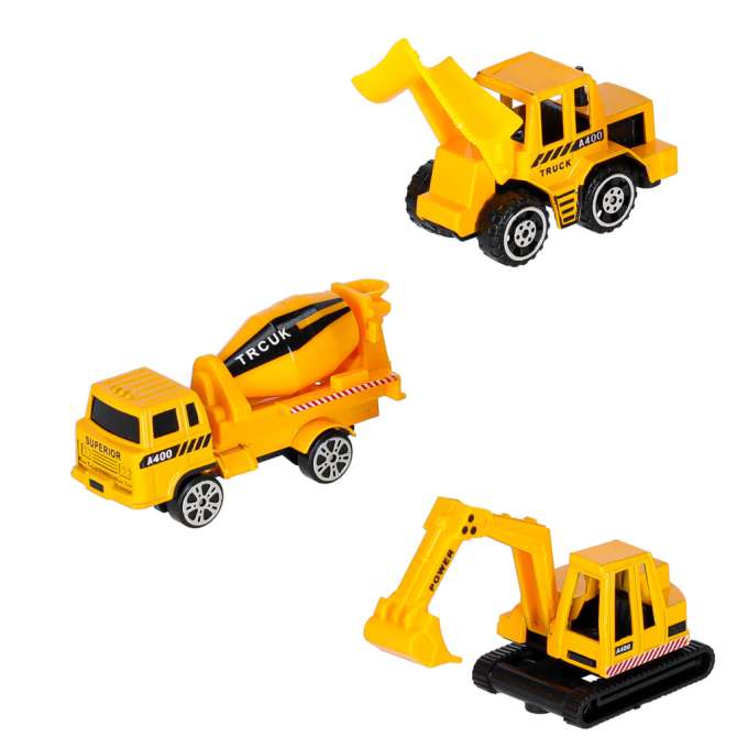 Folding plane transporter with cars + 3 construction vehicles lights sound
