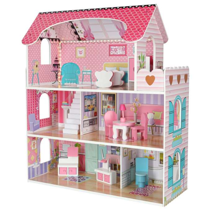 MDF wooden dollhouse furniture 70cm pink LED