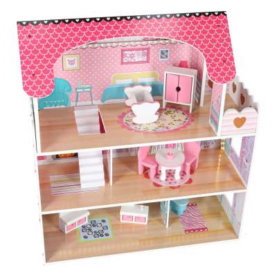 MDF wooden dollhouse furniture 70cm pink LED