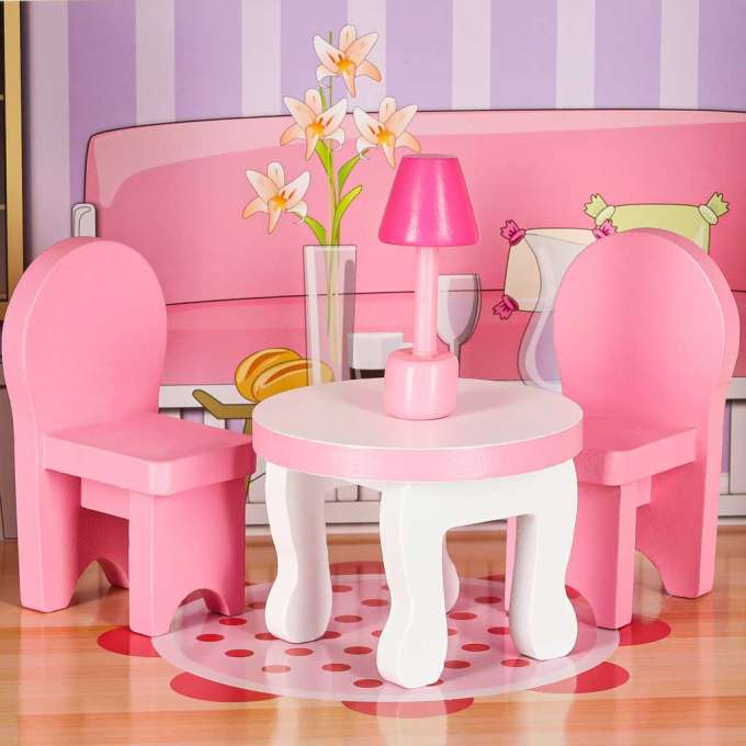 MDF wooden dollhouse furniture 70cm pink LED