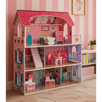 MDF wooden dollhouse furniture 70cm pink LED