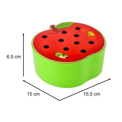 Magnetic wooden caterpillar apple