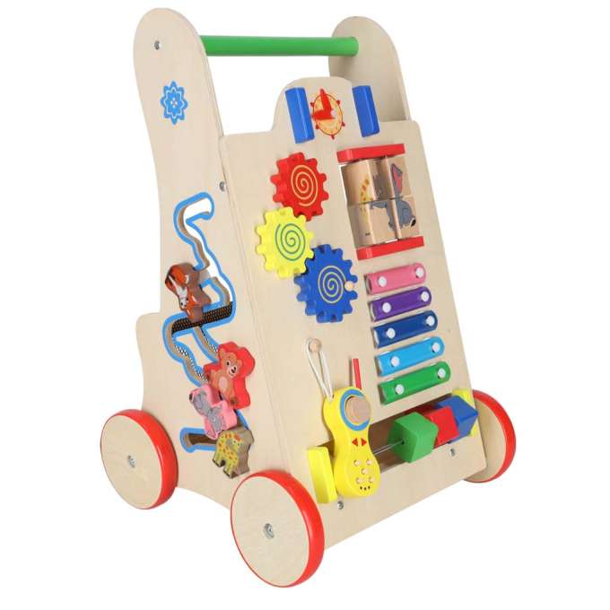 Push toy for children wooden walker educational cube 6-in-1