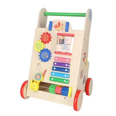Push toy for children wooden walker educational cube 6-in-1