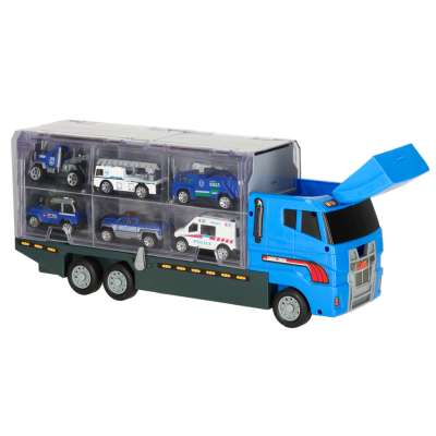 Transporter ciężarówka TIR wyrzutnia + metalowe auta policja