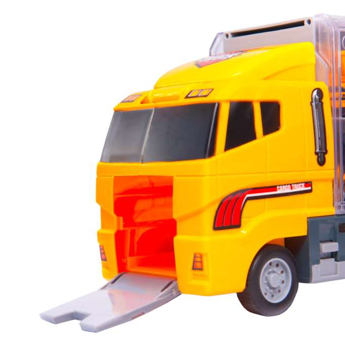Transporter truck TIR launcher + metal cars construction machinery