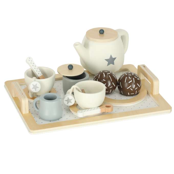 Afternoon tea set of dishes for kids wooden tray cups