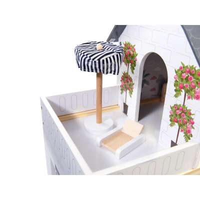 Domek dla lalek MDF drewniany z akcesoriami LED 78cm czarny