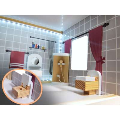 Domek dla lalek MDF drewniany z akcesoriami LED 78cm czarny