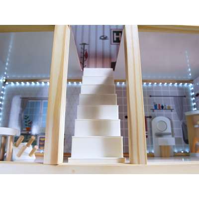 Domek dla lalek MDF drewniany z akcesoriami LED 78cm czarny
