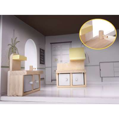 Domek dla lalek MDF z akcesoriami 70cm LED szary