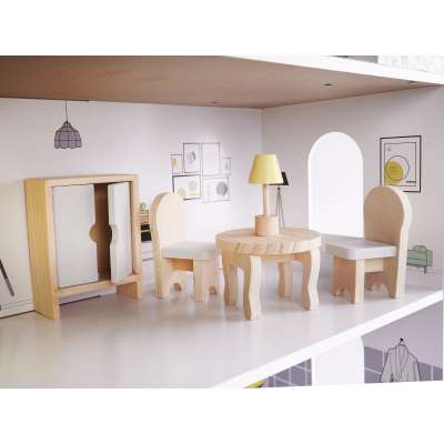 Domek dla lalek MDF z akcesoriami 70cm LED szary
