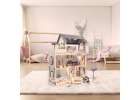 Domek dla lalek drewniany MDF mebelki 78cm czarny LED 6