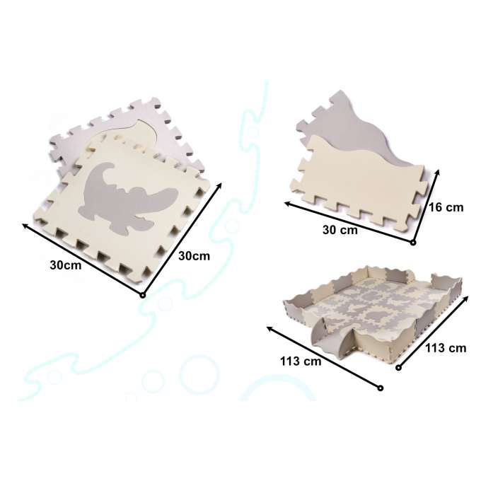 Foam puzzle mat/baby playpen 36el. gray-ecru