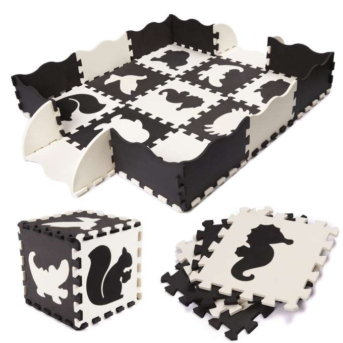 Foam puzzle mat for kids 25el. black and white