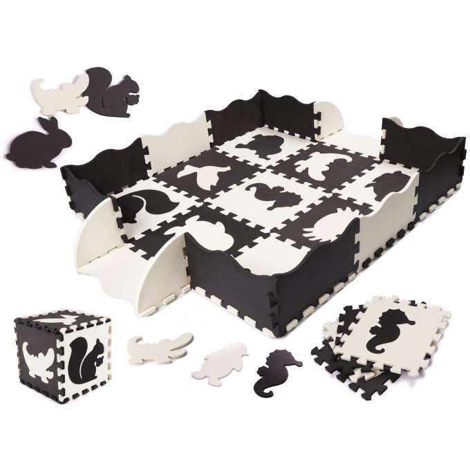 Foam puzzle mat for kids 25el. black and white