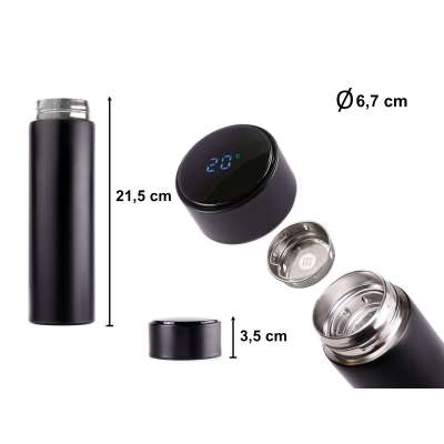 Kubek bidon termiczny termos smart LED 500ml czarny