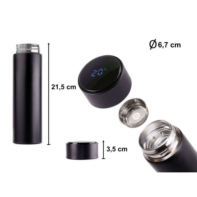 Kubek bidon termiczny termos smart LED 500ml czarny