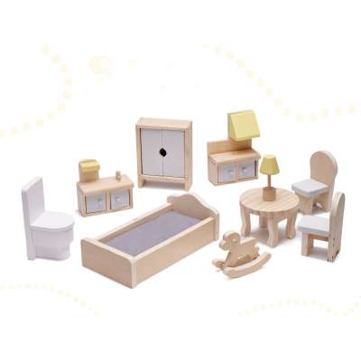 MDF dollhouse with accessories 70cm LED grey