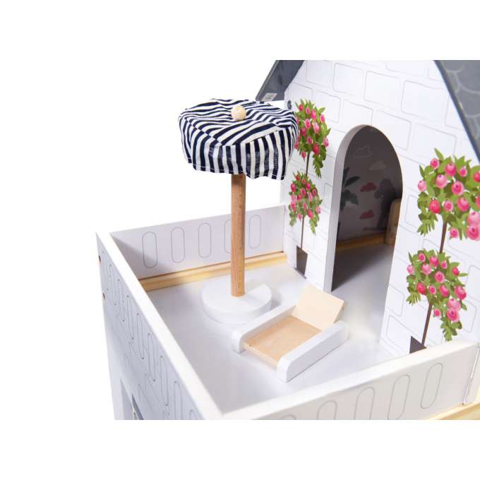 MDF wooden dollhouse with LED accessories 78cm black