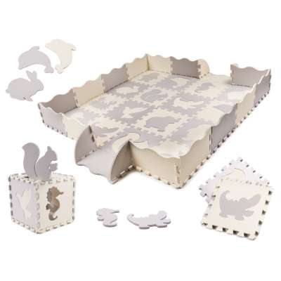 Puzzle piankowe mata/ kojec dla dzieci 36el. szaro-ecru