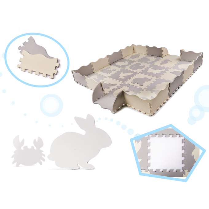Puzzle piankowe mata/ kojec dla dzieci 36el. szaro-ecru