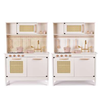 Wooden kitchen for kids mdf retro with accessories boho 100cm