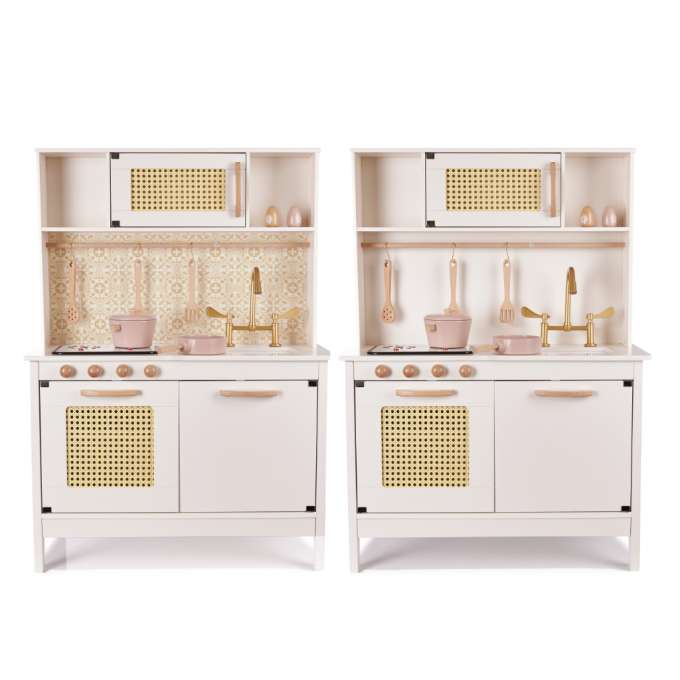 Wooden kitchen for kids mdf retro with accessories boho 100cm